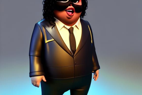 Michael Jackson in Leather Suit: Pixar-Style 3D Art