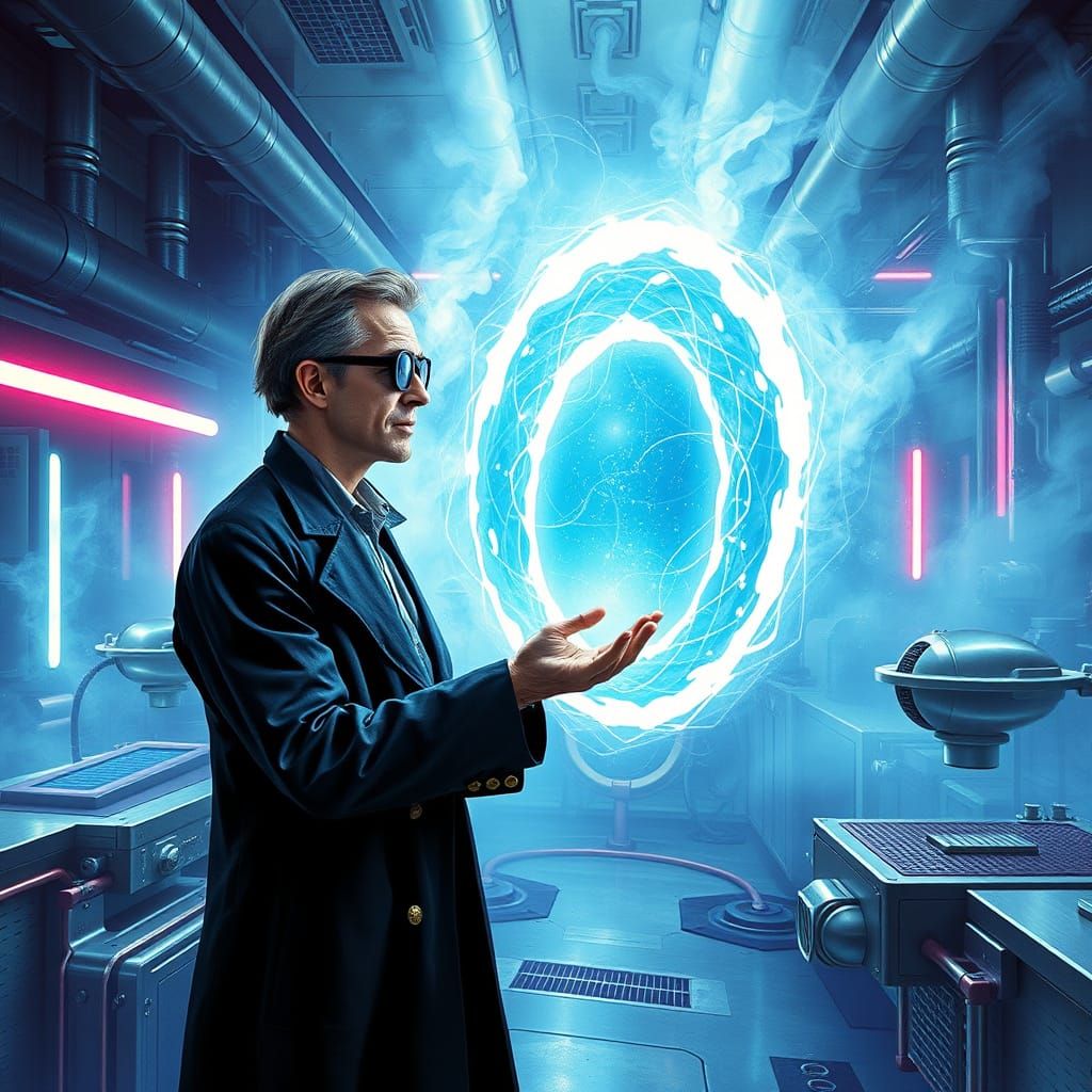 Ethereal Portal in a Futuristic Laboratory