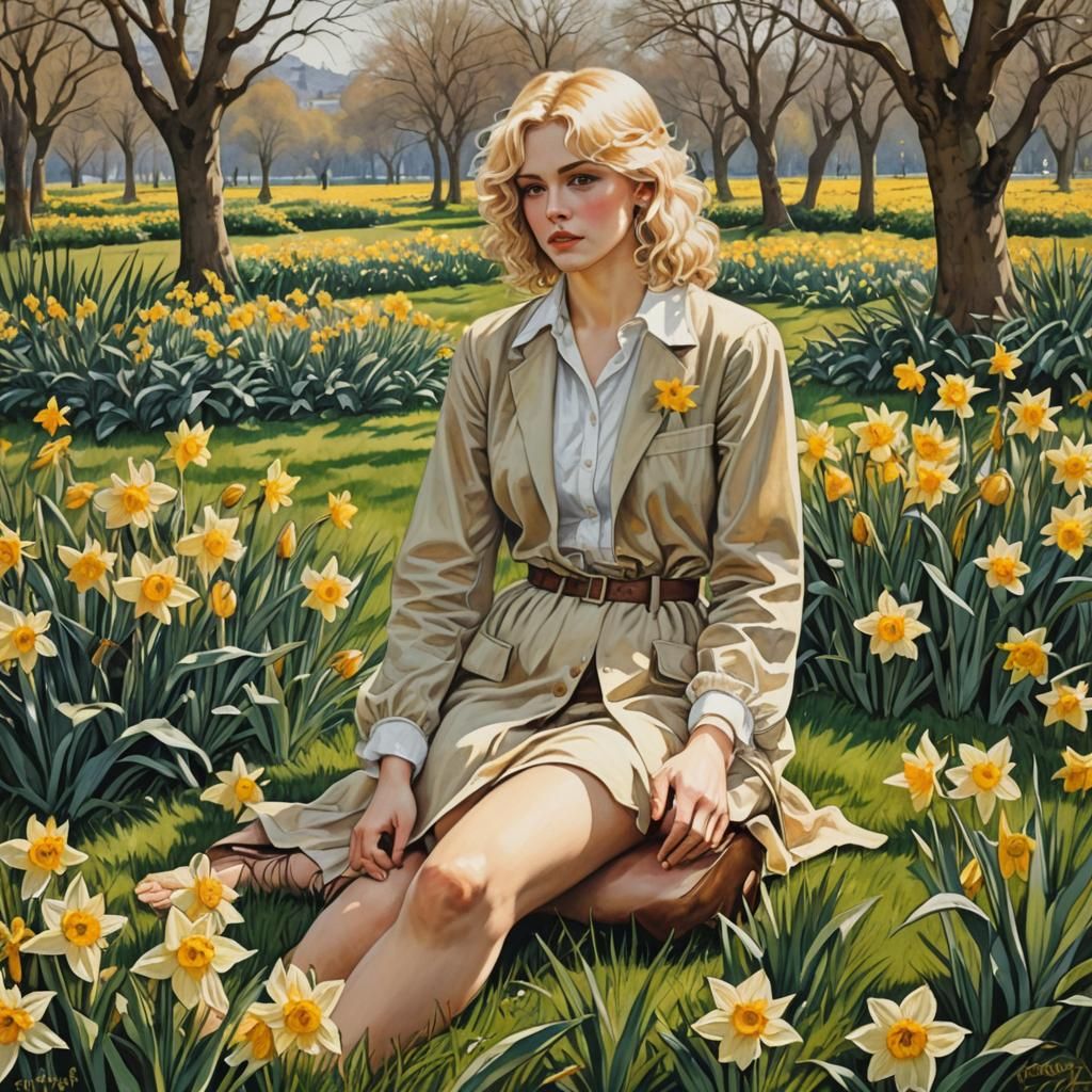 Daffodil Man Portrait in Graphic Novel Style