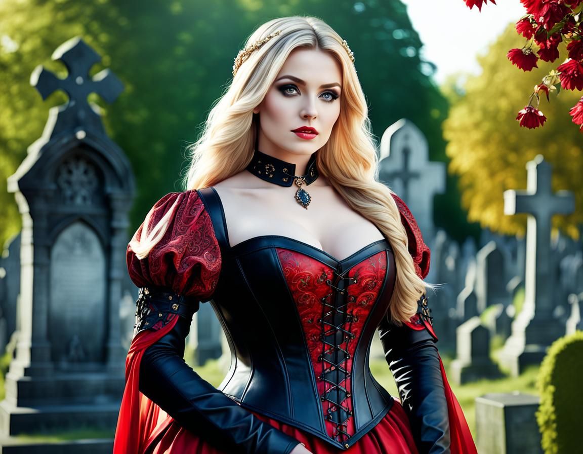 Medieval Woman in Graveyard: Fantasy Airbrush Painting
