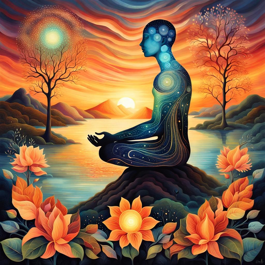 Glowing Human Network: Bio Art Collage in 8K