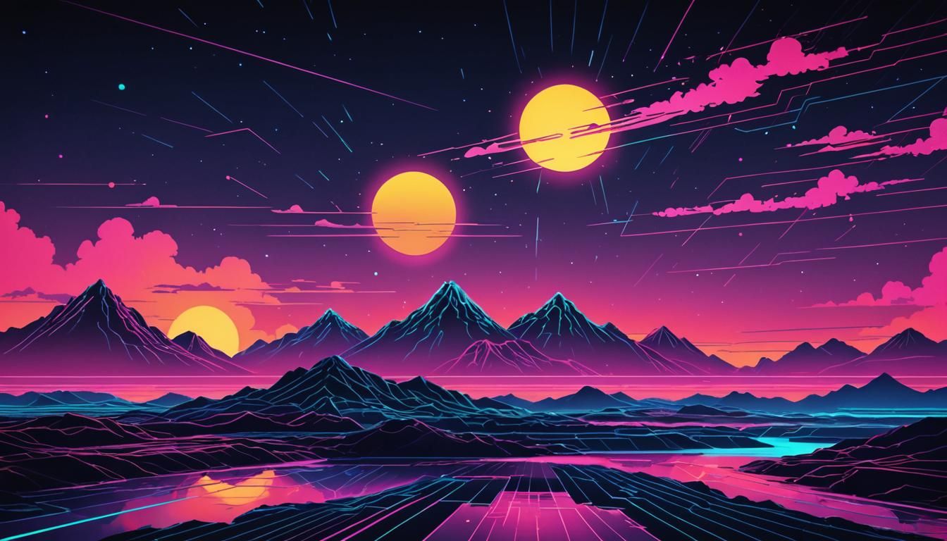 Retrowave Wallpaper: Abstract Art in Complementary Colors