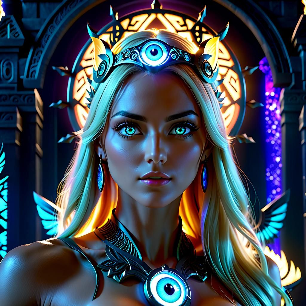 Mythical Realm Portal with a Hyperdetailed Woman