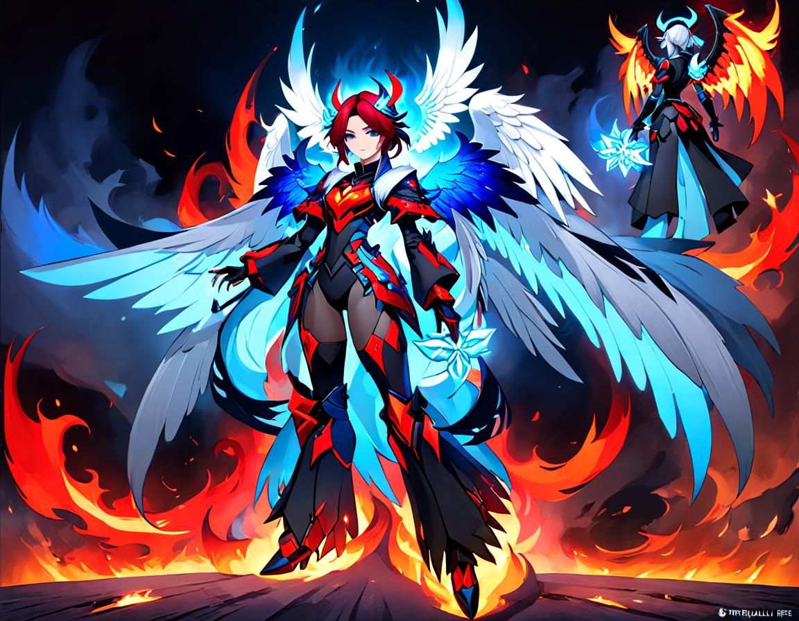 Balanced Nephalem: Angel and Demon in Anime Style