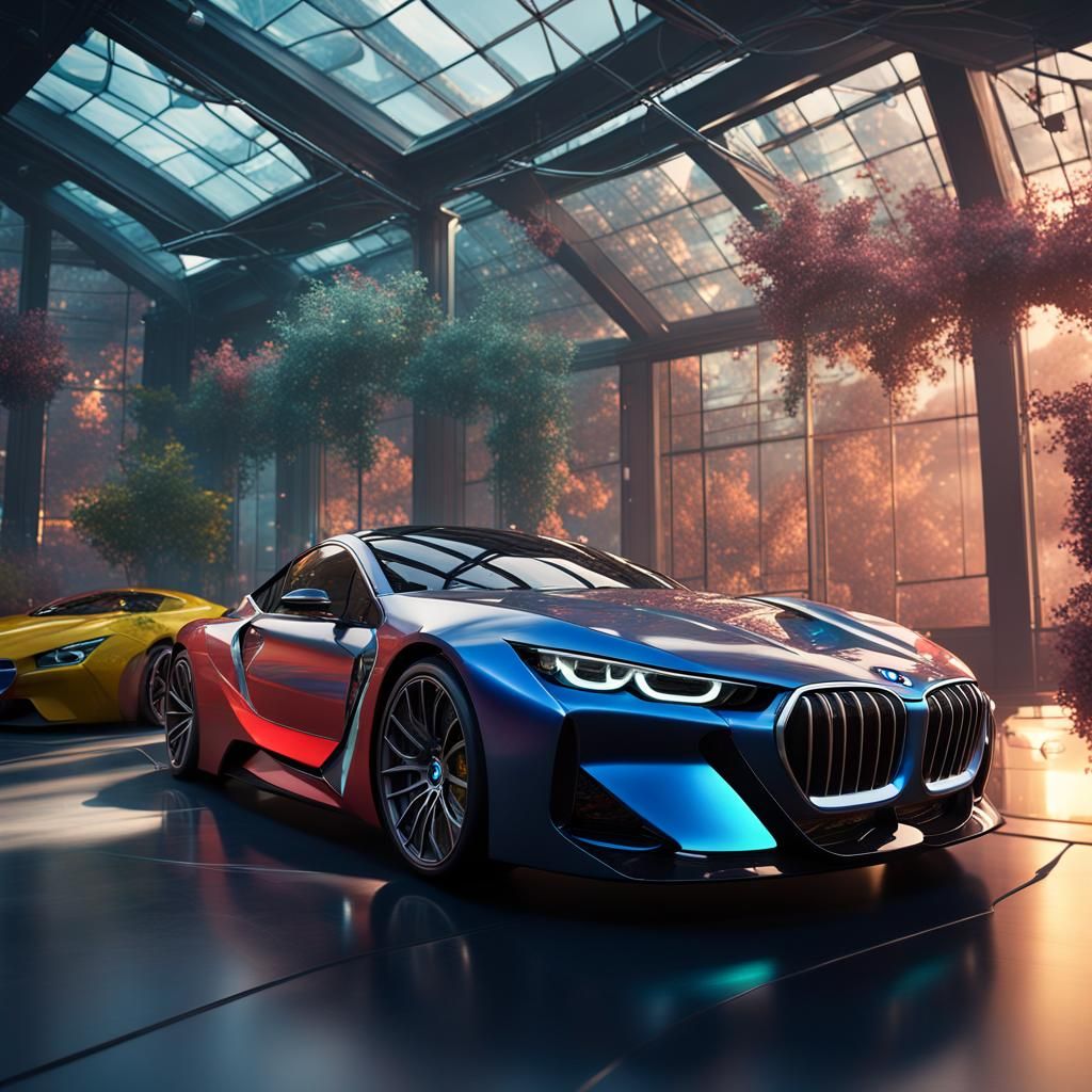 BMW Sports Car in Glass Case: Detailed Matte Painting