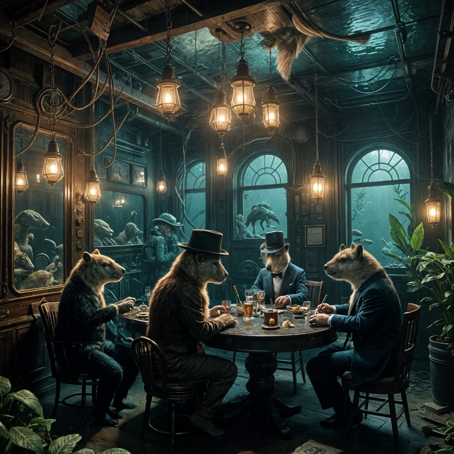 Capybara Jazz Club in Sunken Ship - Noir Style