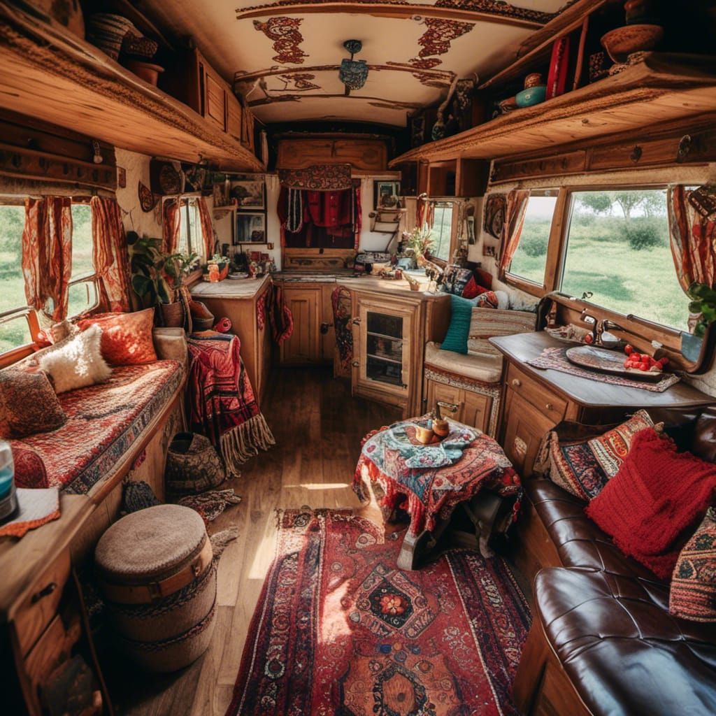 Inside Gipsy caravan