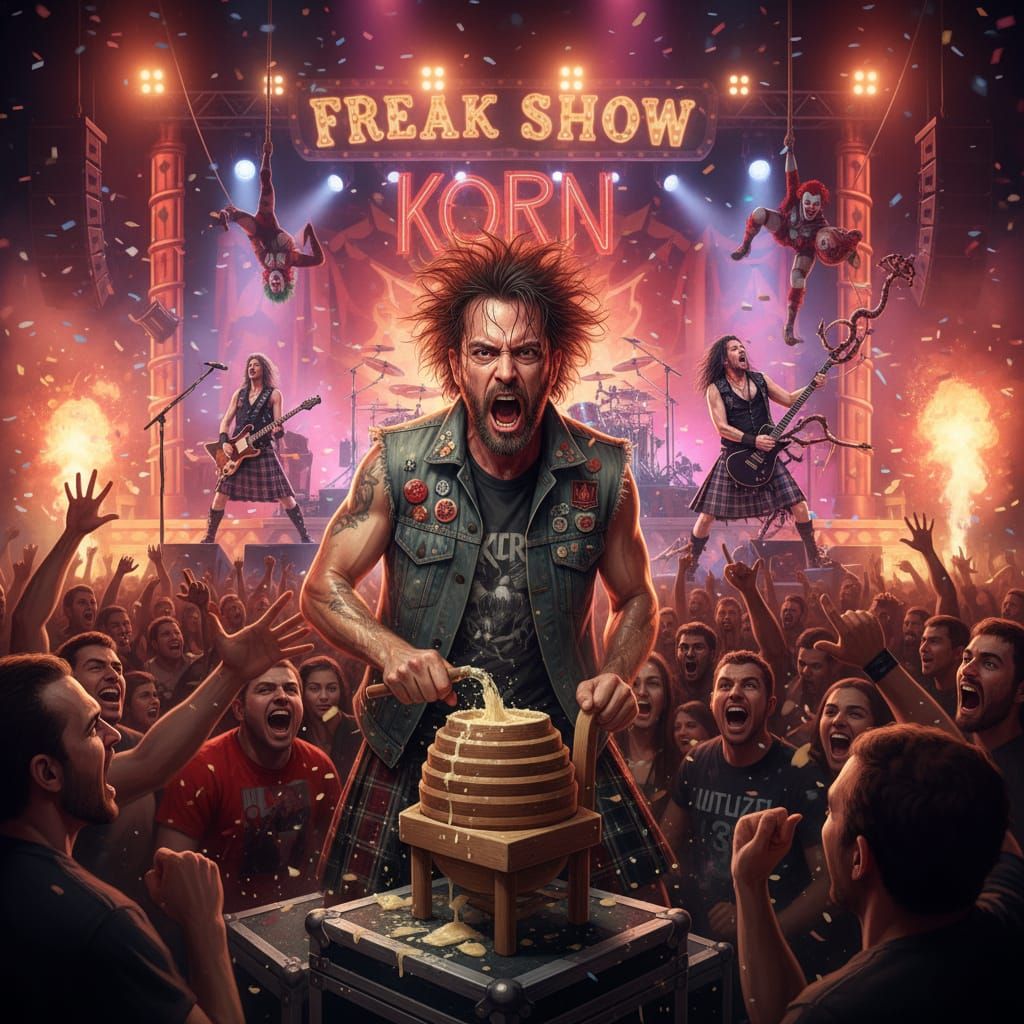 Man Churning Butter at Korn Concert Freak Show