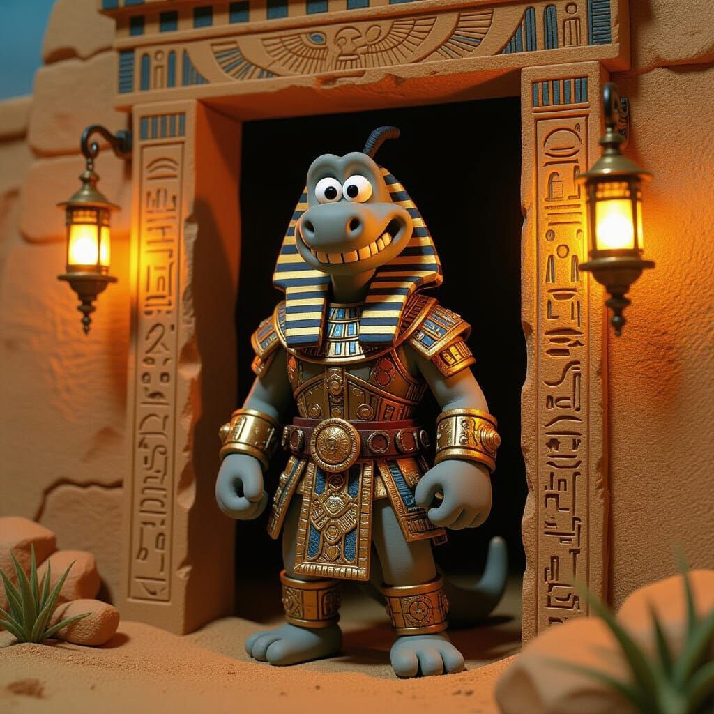 Steampunk Snake Barbarian Claymation Guard