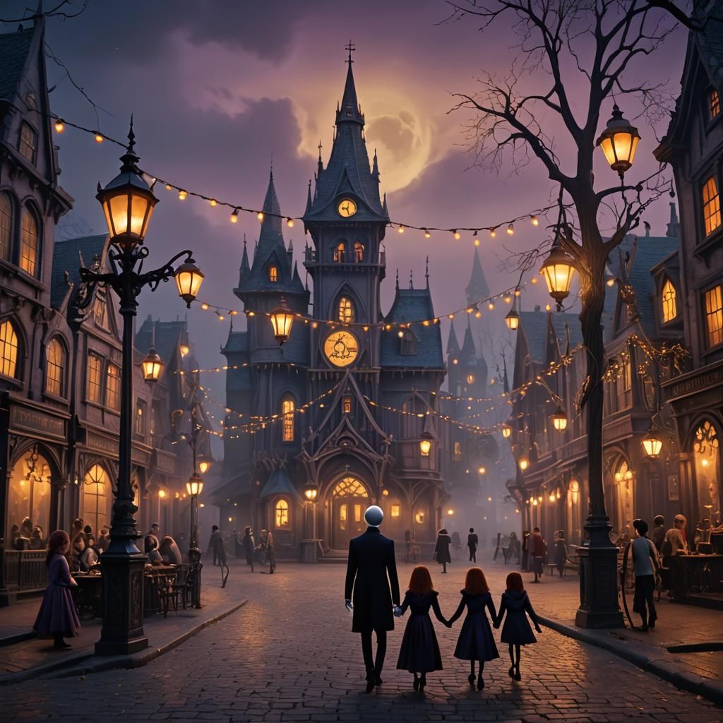 Jack and Sally's Family in Spooky Town