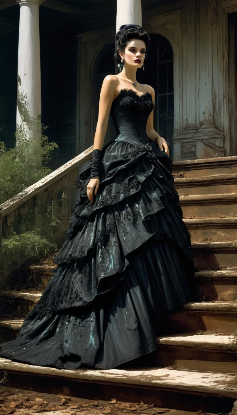 Mina Harker in Gothic Gown, Frazetta Style