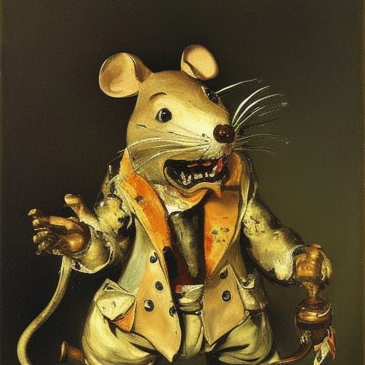 Mouse with Sword in Still Life Composition