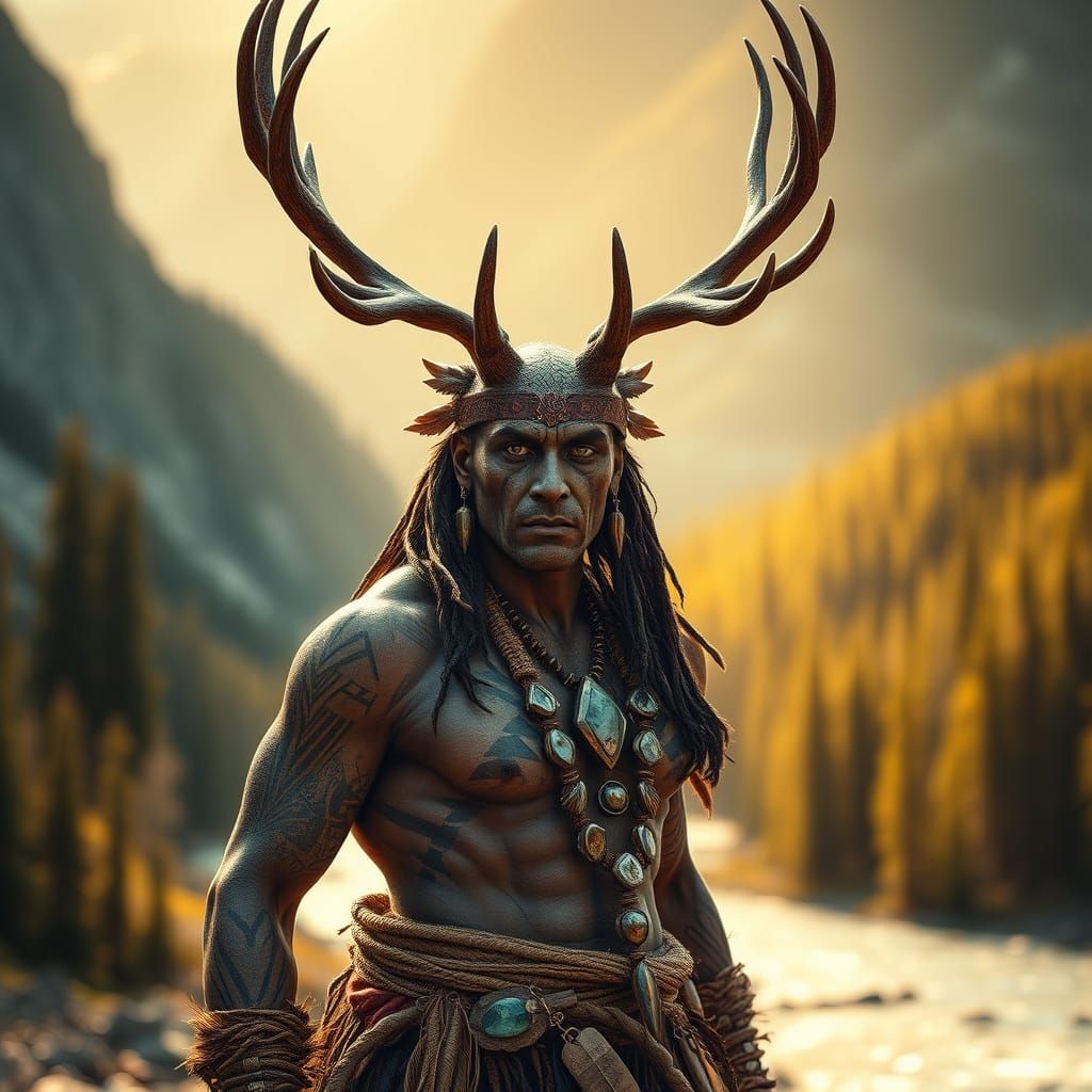 Indigenous Spirit of Nature in Hyperrealistic Style