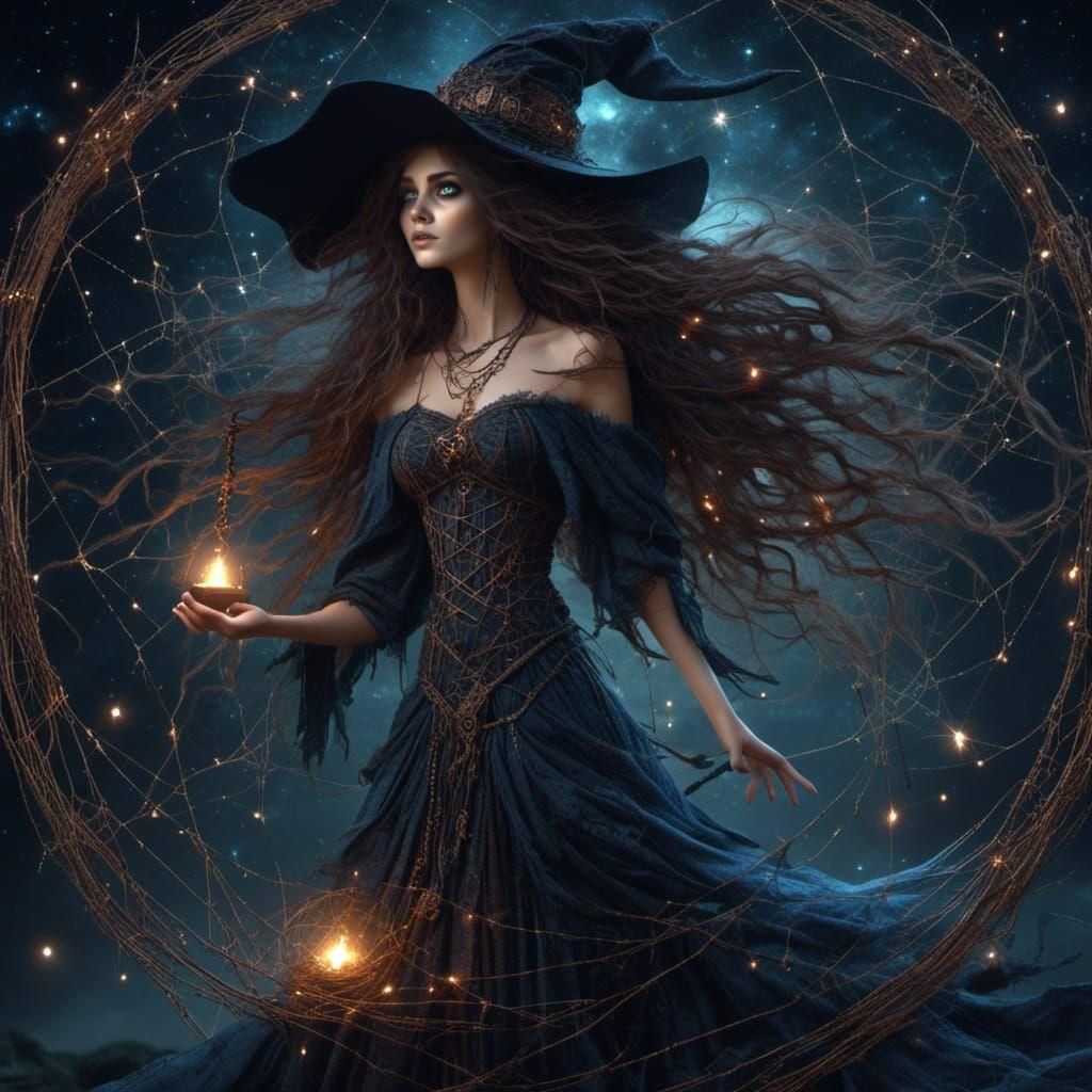 Mythical Witch Goddess Weaving Time in Fantasy Art