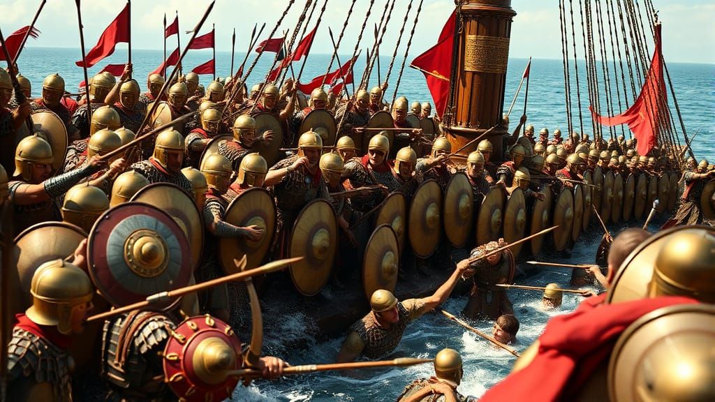 Epic Roman-Carthaginian Naval Battle in Hyperrealism