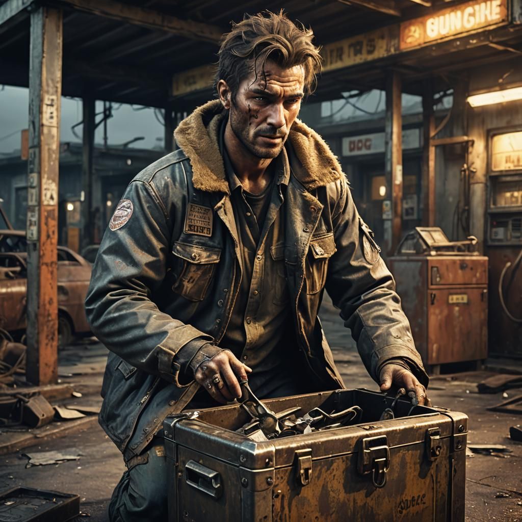 Post-Apocalyptic Survivor Opens Chest in Abandoned Gas Stati...