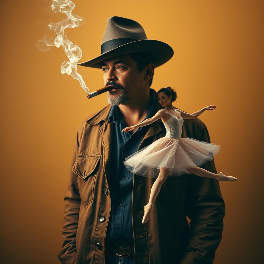 A Mexican man smoking a cigar where the smoke is in the shap...