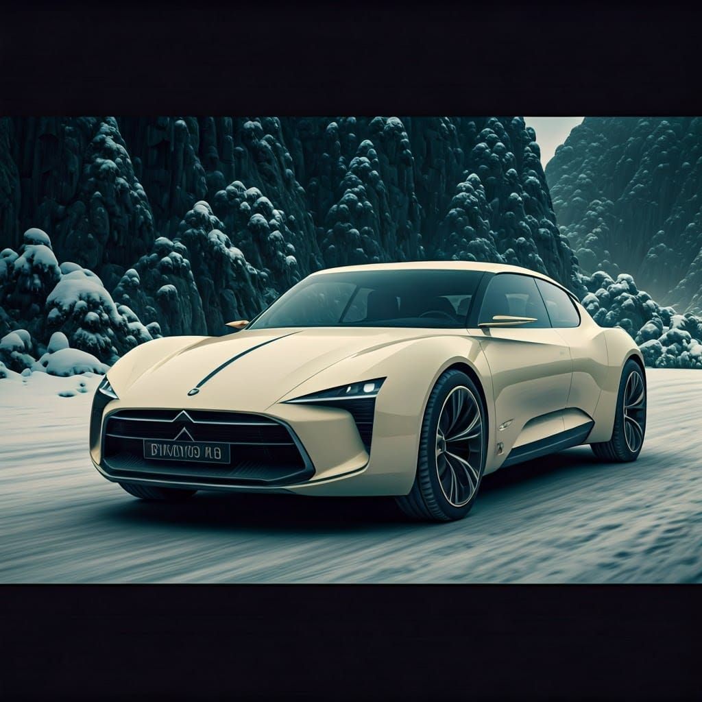 Retrofuture Citroën DS Concept in Snowy Tahiti