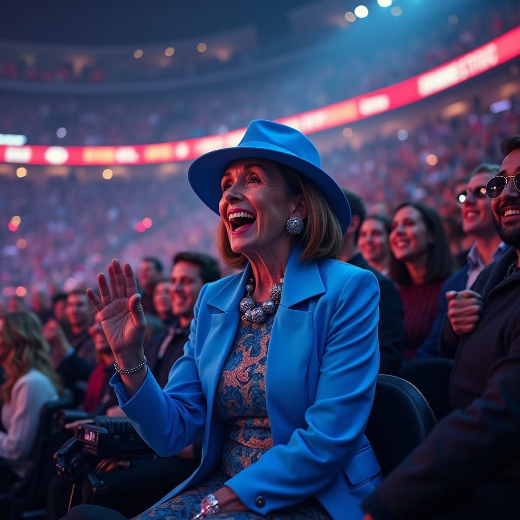 Vibrant Politician in Cyberpunk Jake Paul Fight Scene