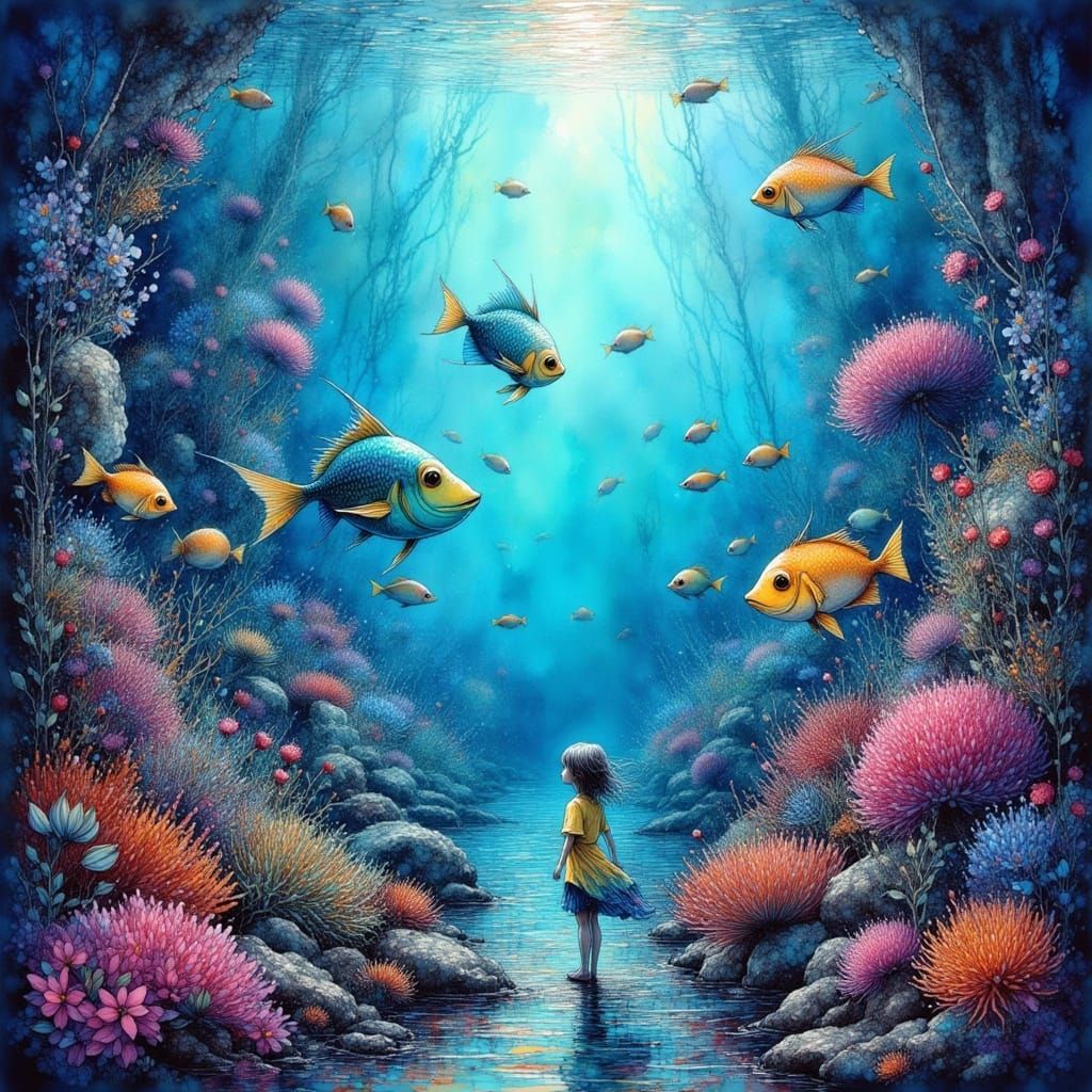 Vibrant Oceanic Landscape in Anime Style