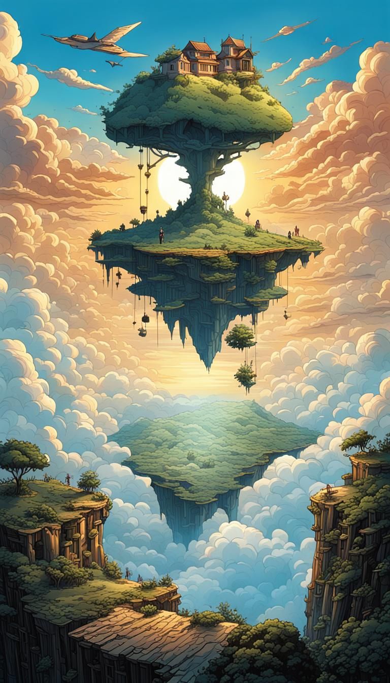 Floating Island in a Sea of Clouds: Comic Book Art