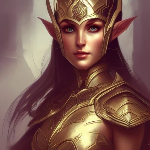 Elven Warrior Portrait in Hyperdetailed Digital Art