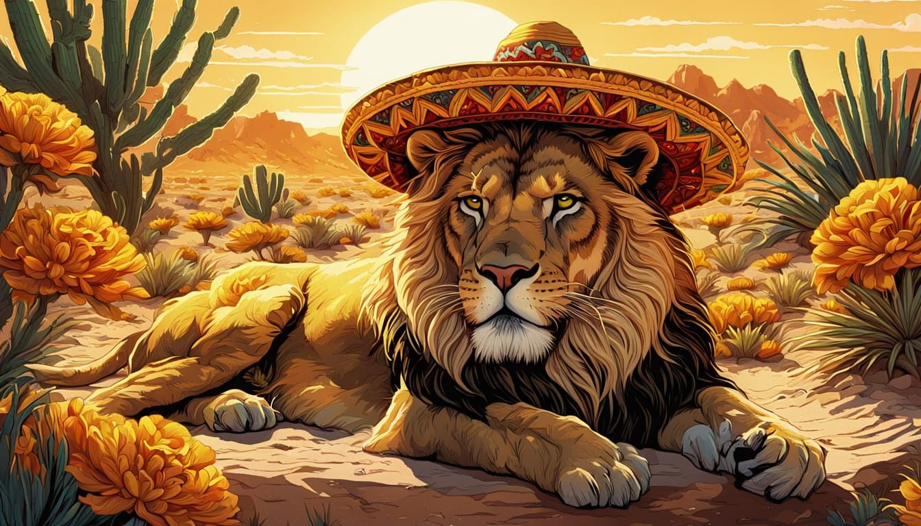 Lion in Sombrero: Comic Book Art Oasis