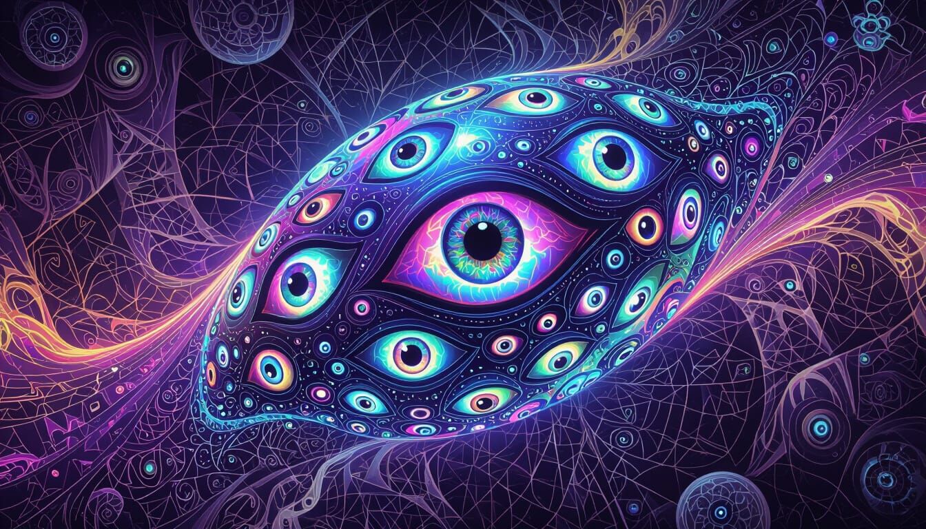 Psychedelic Cosmic Entity with Fractal Patterns