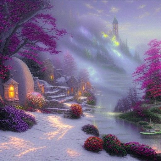 Ethereal Fantasy Scene in Kinkade Style