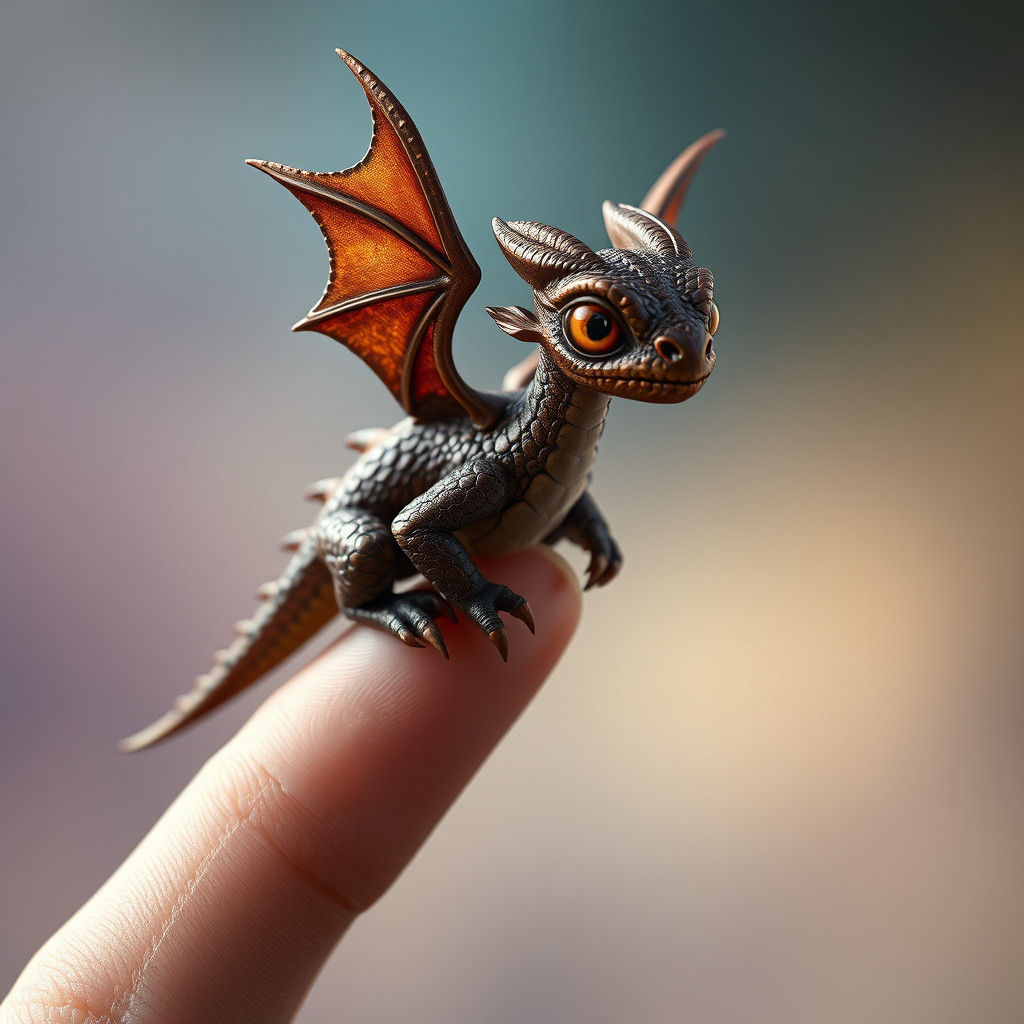 Chocolate Dragon on Fingers: Fantasy Concept Art