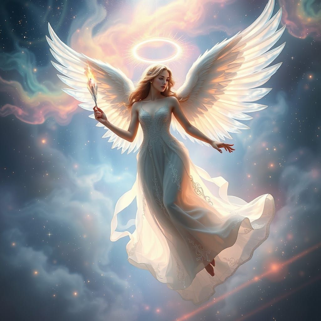 Surreal Angelic Flight in a Dreamlike Atmosphere