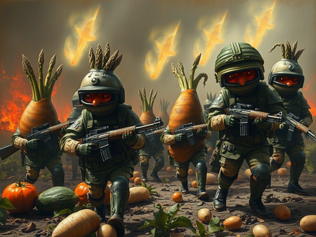 Hostile Vegetables Marching in Ruined Garden