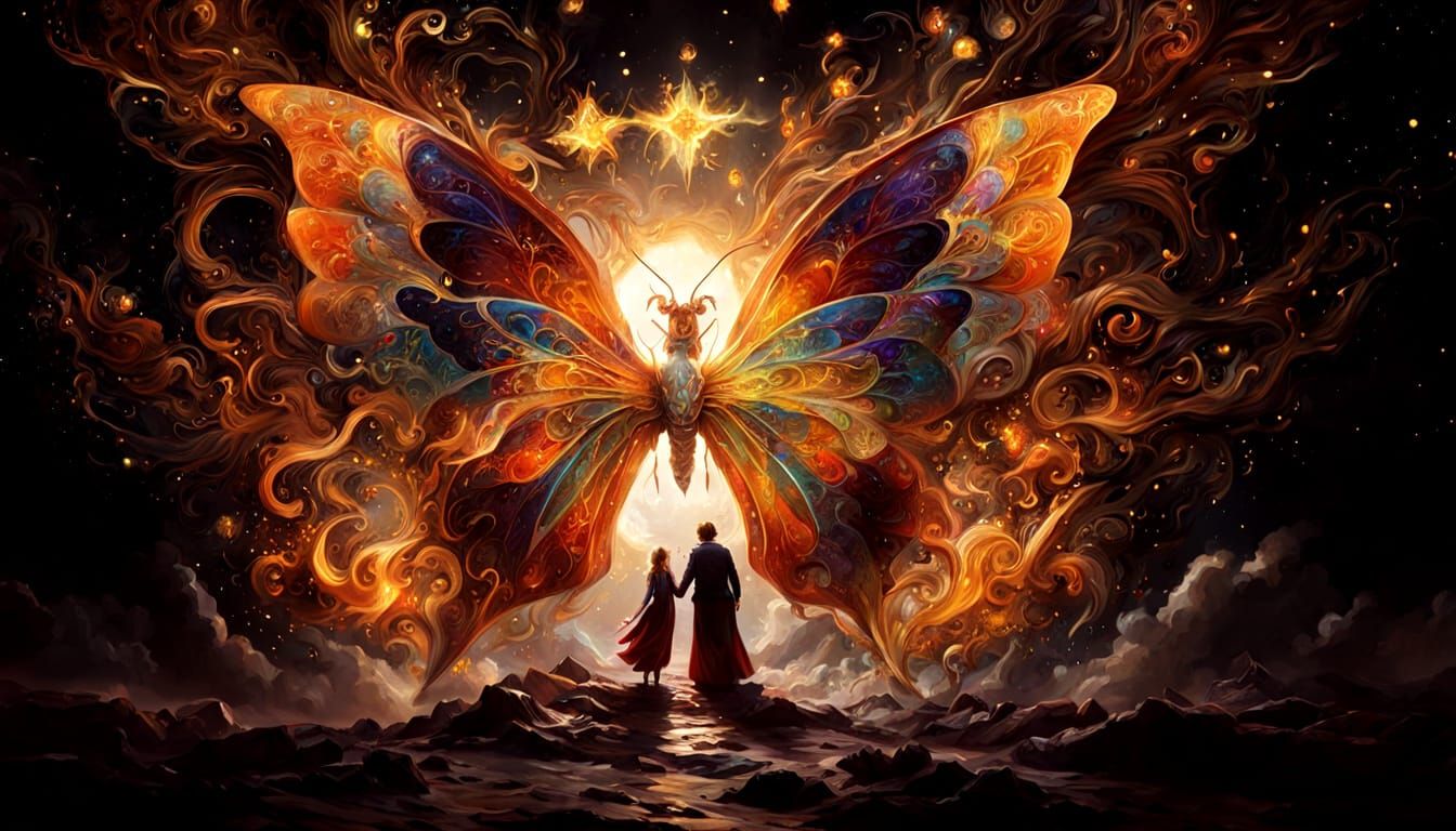 Magical Ghosts in Starry Night Abstract Expressionism