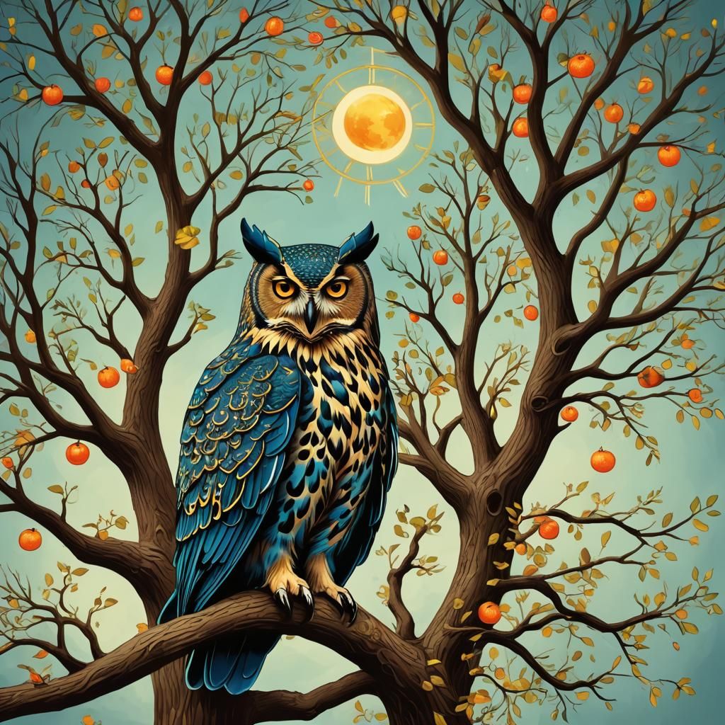 Surreal Blue Owl Leopard King of Time