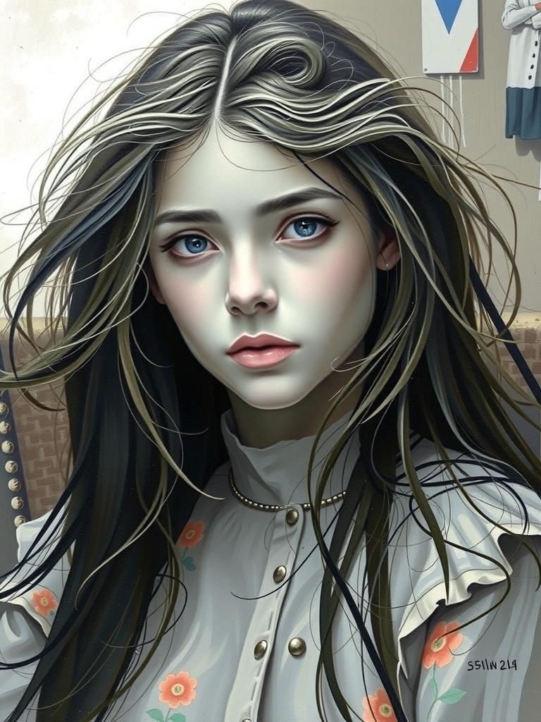 Woman Portrait in Picasso's Blue Period Style