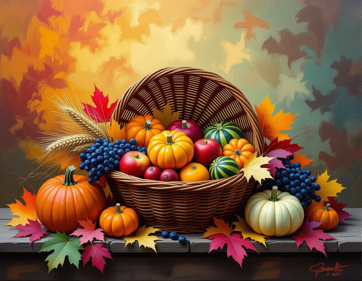 Autumn Harvest Bounty Hyperrealistic Splash Art