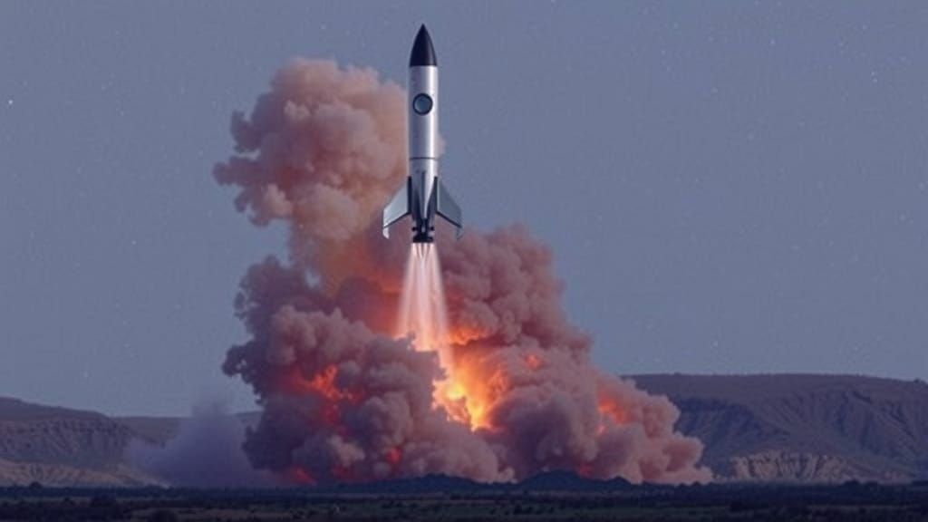 Rocket Soaring Through Starry Galaxy in Futuristic Style