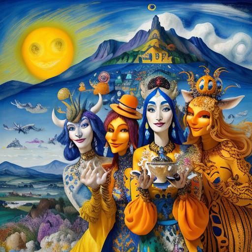 Magic Characters Travel: An Oil Painting