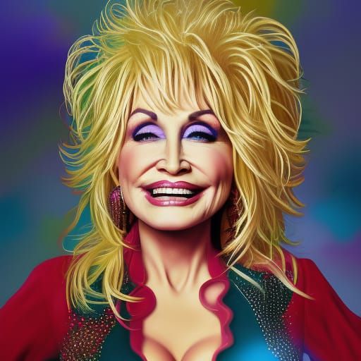 Hyperrealistic Dolly Parton Portrait in Splash Art Style