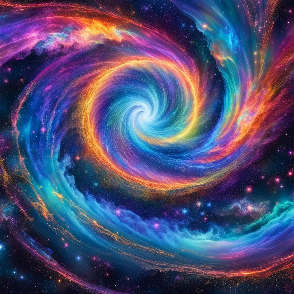Cosmic Dreamscape in Vibrant, Iridescent Hues
