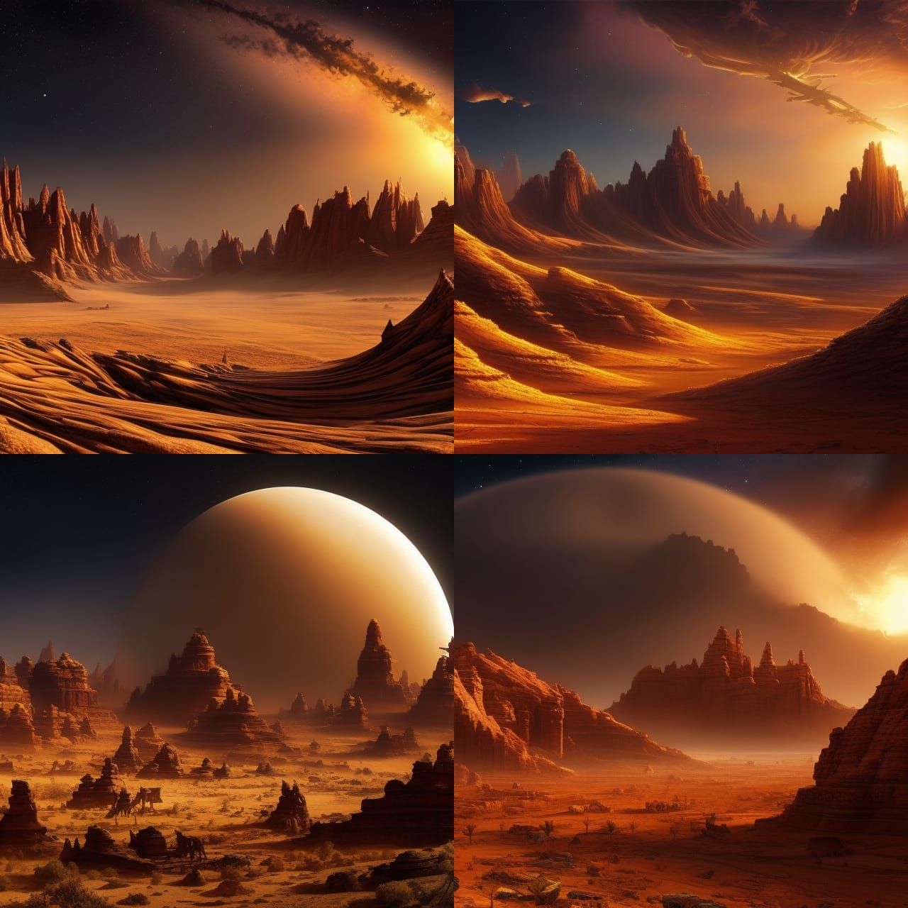 Giant Metallic Scorpion in Desert Night, Hyperdetailed Art