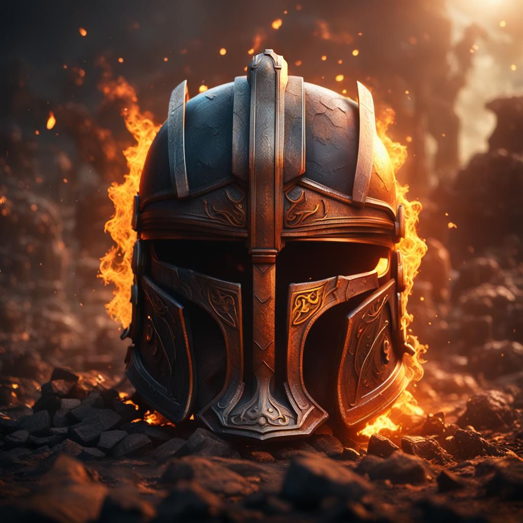 Thor's Helmet Ablaze: A Fantastical Painting