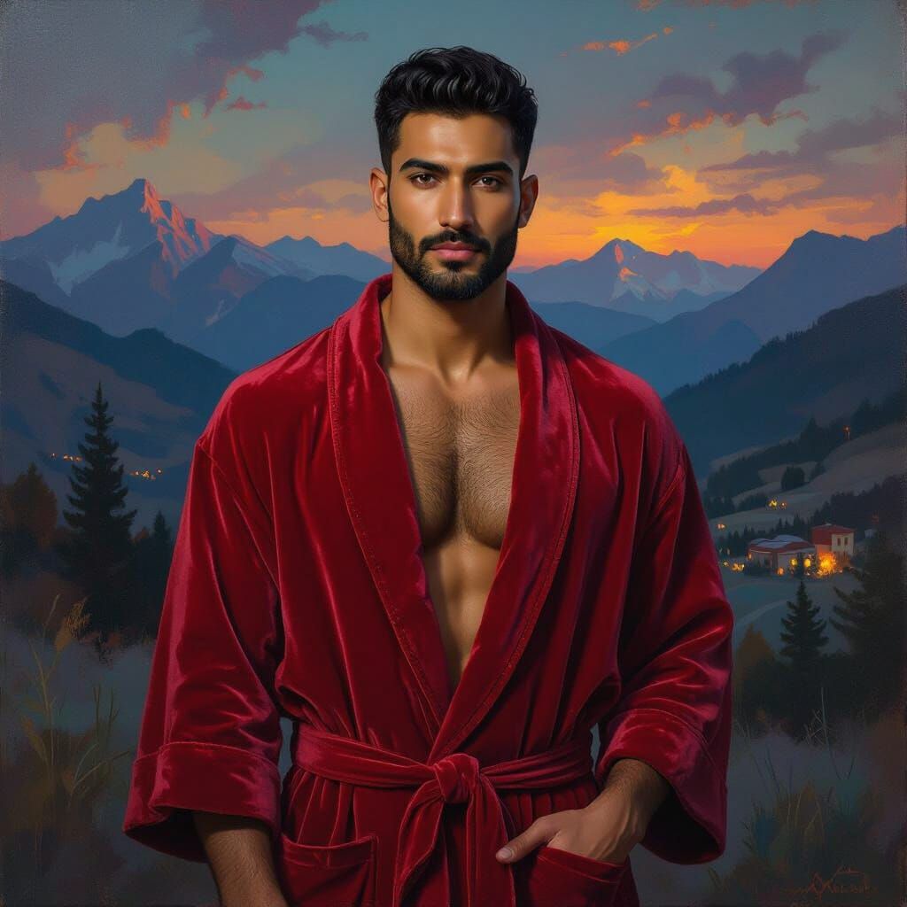 Striking Portrait in Impasto Style with Golden Tones