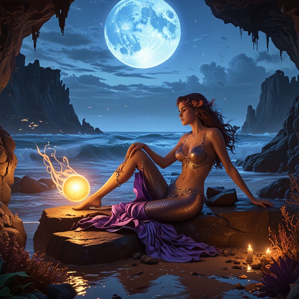 Mythical Siren Mermaid Hybrid in Dark Fantasy Setting