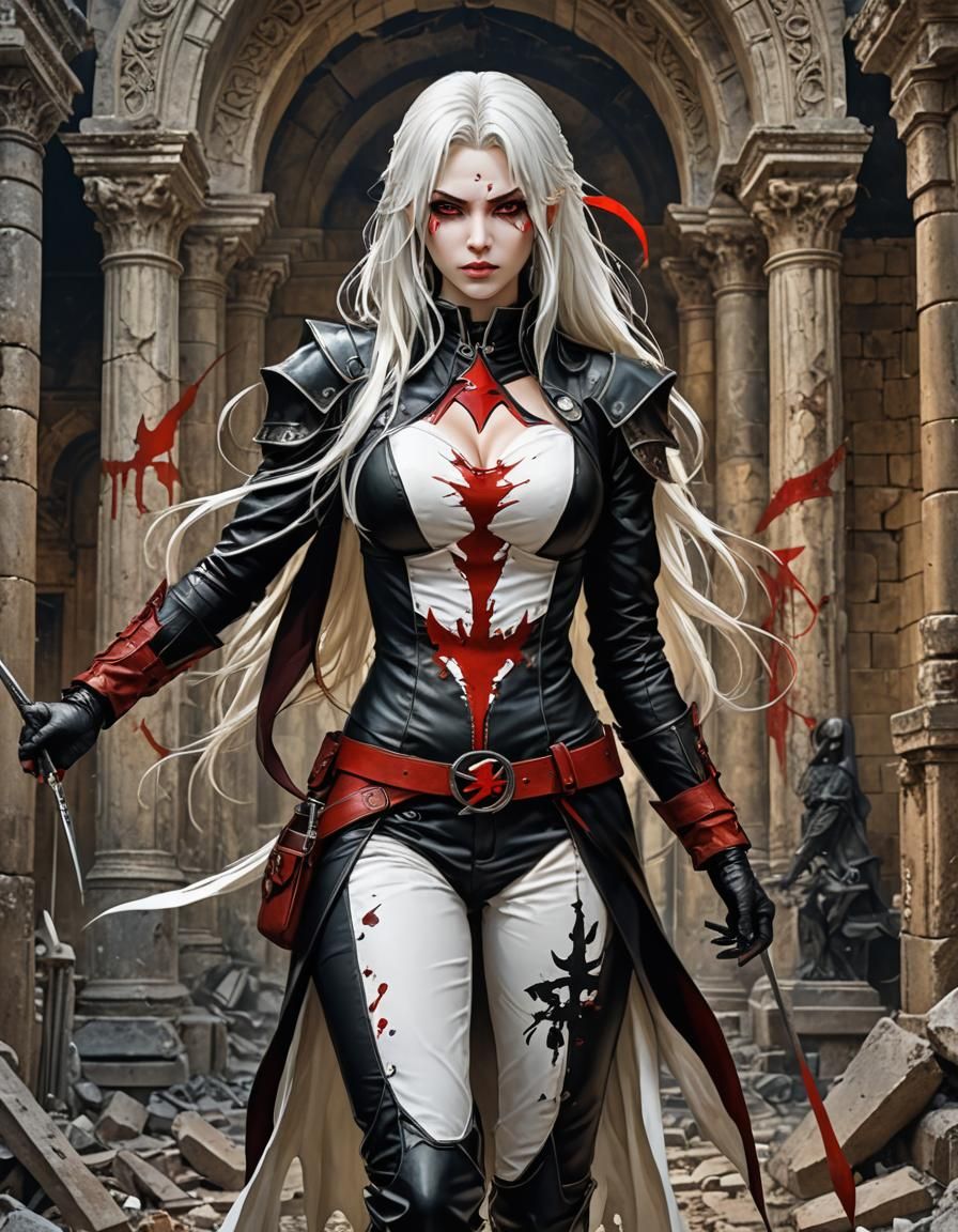 Anime Villain Ready to Fight in Ruined Palace