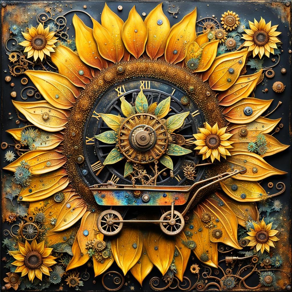 Steampunk Sunflower Masterpiece: Whimsical Clockwork Bloom