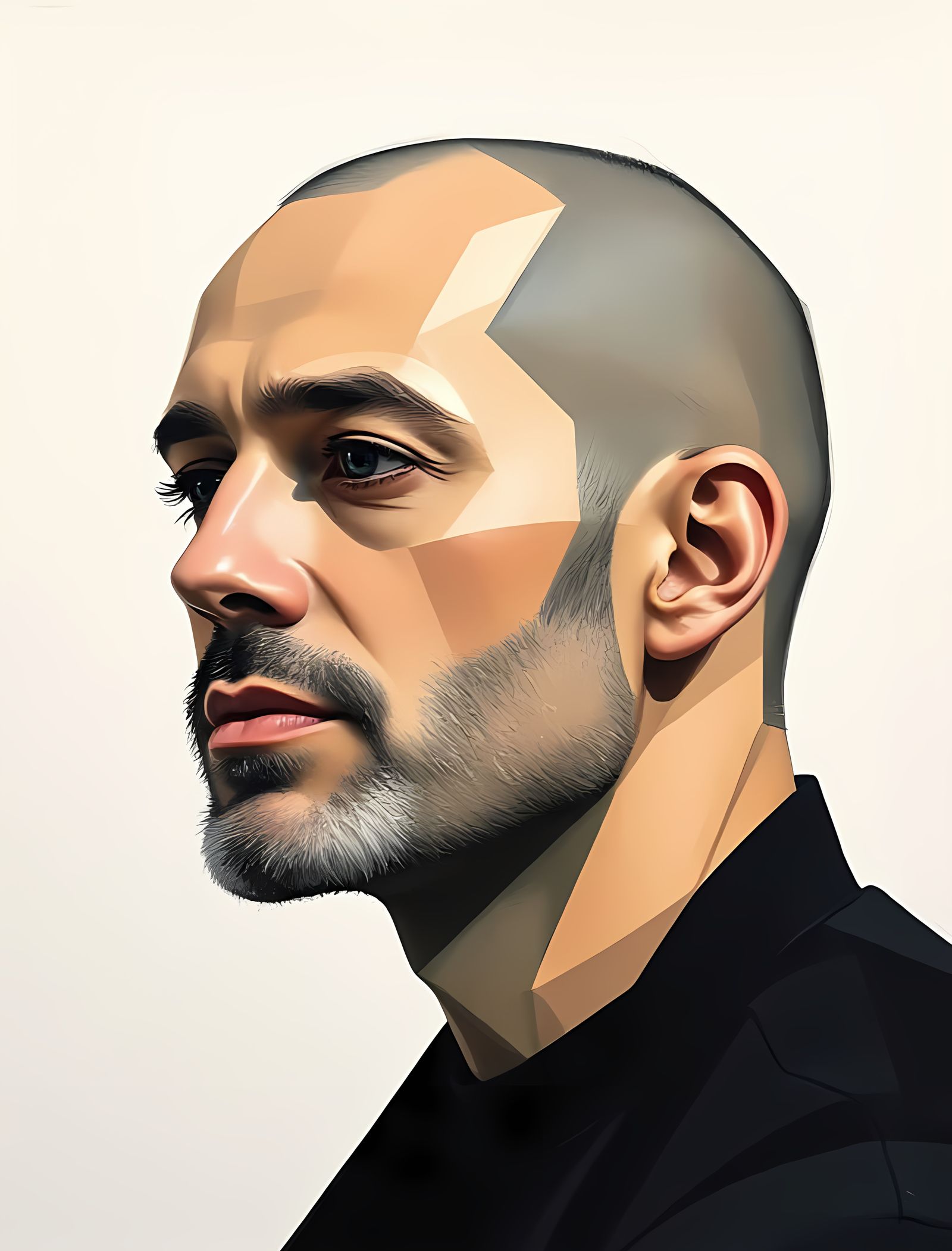 Contemplative Minimalist Portrait in Geometric Art Style
