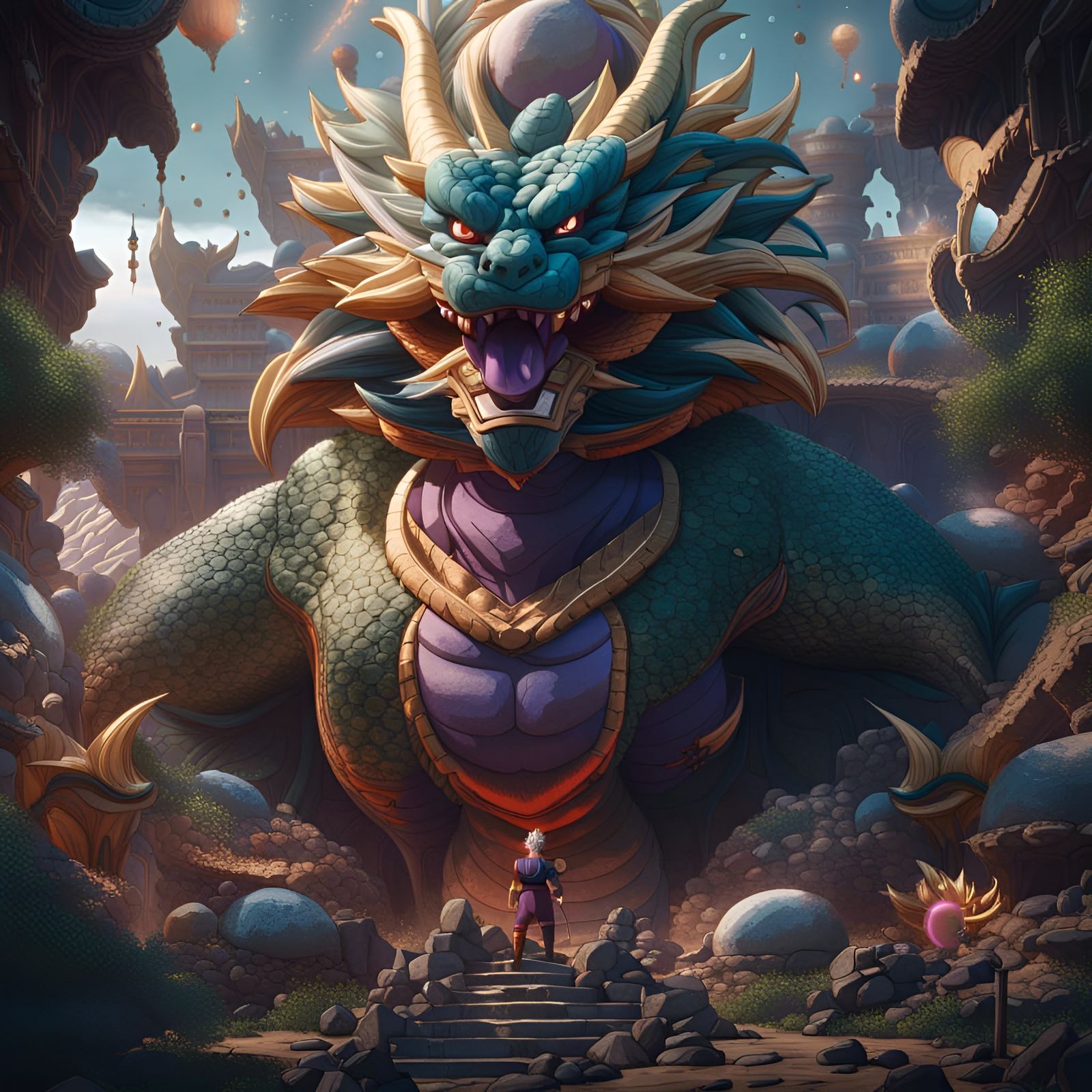 Detailed Dragon Ball Matte Painting in 8k