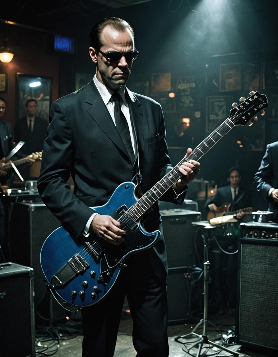 Agent Smith Plays Blues in Smoky Bar