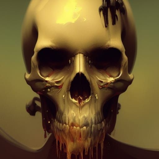 Melting Wax Skull Portrait in Hyperdetailed Style
